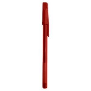 CANETA PLÁSTICA TRANSLUCIDA C/ TAMPA - VERMELHO