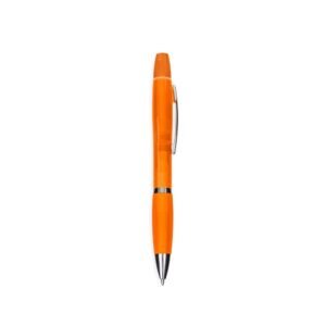 CANETA PLÁSTICA COM MARCA-TEXTO - LARANJA