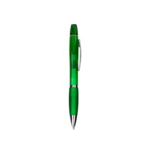 CANETA PLÁSTICA COM MARCA-TEXTO - VERDE