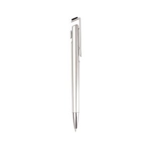 CANETA PLÁSTICA COM SUPORTE PARA CELULAR - PRATA