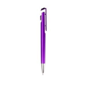 CANETA PLÁSTICA COM SUPORTE PARA CELULAR - ROXO