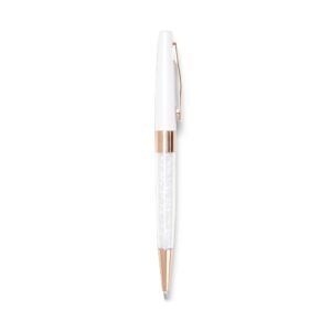 CANETA SEMI - METAL CRISTAIS - BRANCO