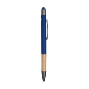 CANETA TOUCH SCREEN ALUMÍNIO E BAMBU - AZUL