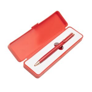 CANETA METAL C/ BOX DE  PLÁSTICO - VERMELHO