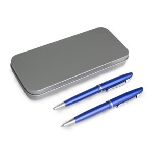 CONJUNTO CANETA E LAPISEIRA METAL - AZUL