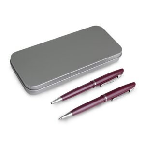 CONJUNTO CANETA E LAPISEIRA METAL - VERMELHO