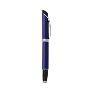 CANETA METAL ESFERO TRIANGULAR DET PRETO - AZUL