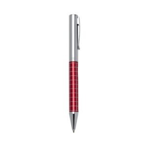 CANETA METAL C/ DET QUADRICULADO - VERMELHO