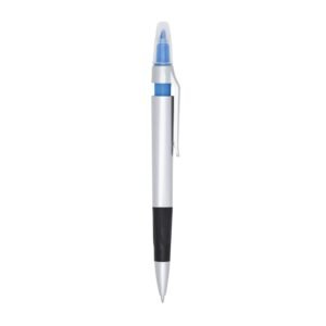 CANETA PLÁSTICA C/ MARCA TEXTO - AZUL