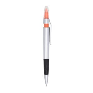 CANETA PLÁSTICA C/ MARCA TEXTO - LARANJA