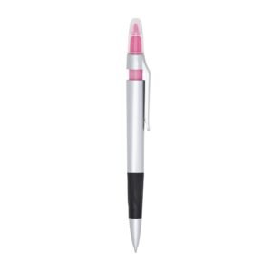 CANETA PLÁSTICA C/ MARCA TEXTO - ROSA