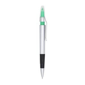 CANETA PLÁSTICA C/ MARCA TEXTO - VERDE