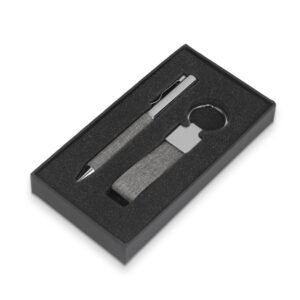 KIT CANETA E CHAVEIRO RPET - CINZA