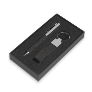 KIT CANETA E CHAVEIRO RPET - PRETO