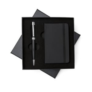 KIT CANETA E CADERNETA TIPO MOLESKINE - PRETO