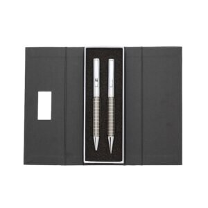 KIT CANETA E LAPISEIRA DE METAL - PRATA