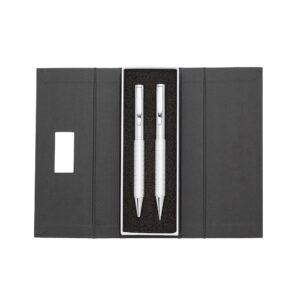 KIT CANETA E LAPISEIRA DE METAL - PRATA