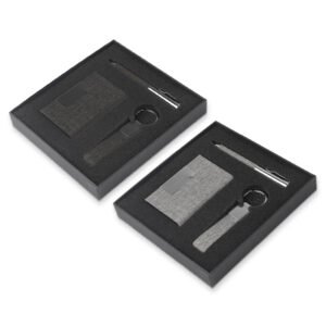 Kit Escritório Porta Cartão, Chaveiro e Caneta Metálica