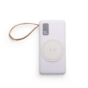 POWER BANK 10.000MAH COM CARREGAMENTO VIA INDUÇÃO OU VIA CABO - BRANCO
