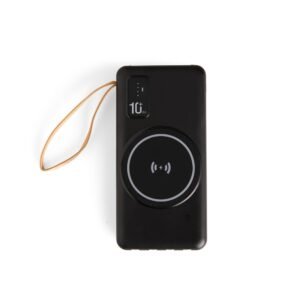 POWER BANK 10.000MAH COM CARREGAMENTO VIA INDUÇÃO OU VIA CABO - PRETO