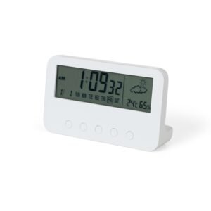 RELÓGIO DESPERTADOR C/ MEDIDOR DE TEMPERATURA E UMIDADE - BRANCO