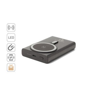Bateria portátil magnética com carregamento super-rápido em alumínio reciclado e ABS reciclado (10'000 mAh)