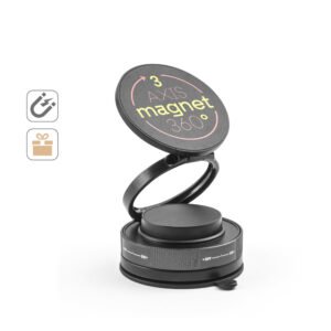 Suporte magnético para celular com sistema de fixação em vácuo para superfícies lisas e não lisas (rotação de 360º)