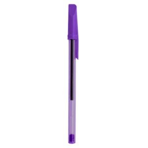 CANETA PLÁSTICA TRANSLUCIDA C/ TAMPA - ROXO
